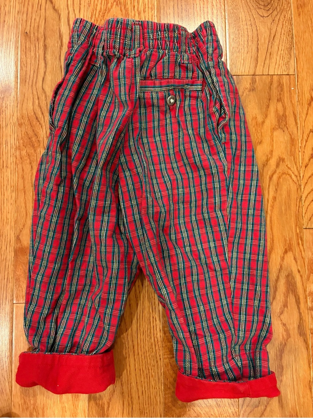 Gymboree Vintage ‘90s Boys Polo Shirt & Plaid Pants Red Holiday Small 3-4 Outfit - Picture 4 of 7